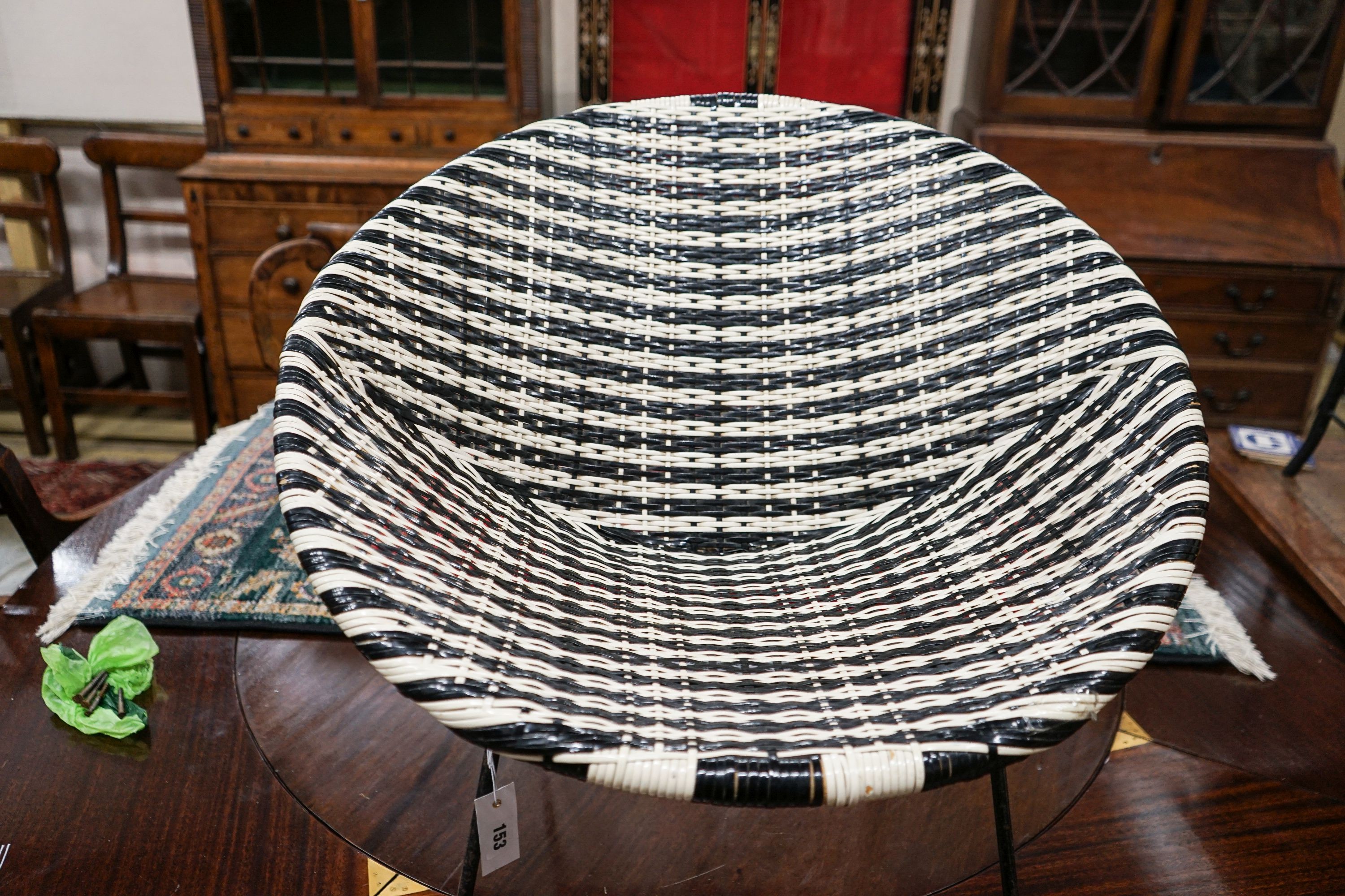 A 1960's woven chair, width 68cm, depth 48cm, height 64cm